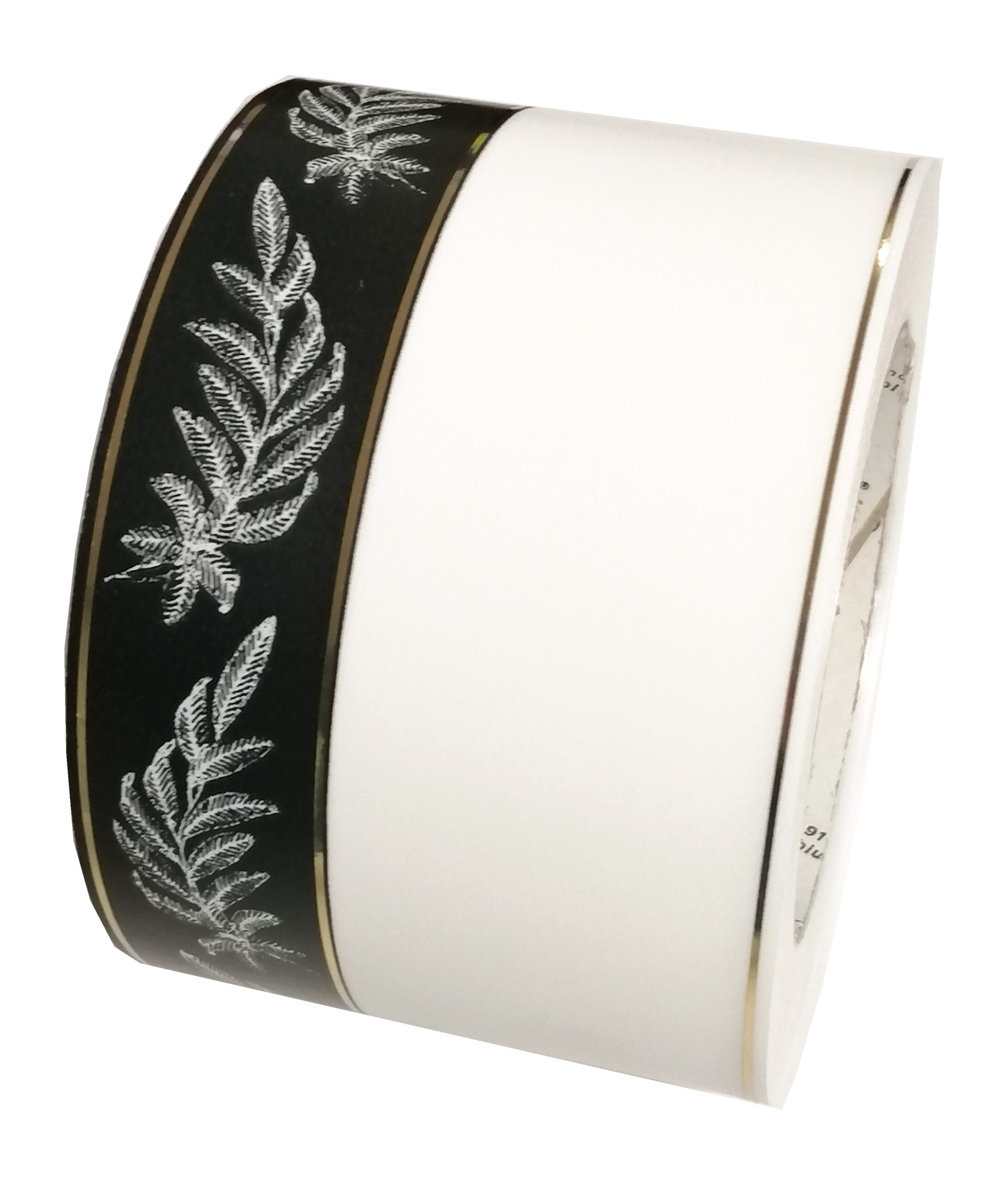 szarfa pogrzebowa 8cmx50y, biała z czarnym szerokim pasem