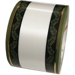 Szarfa pogrzebowa zielono-biała ze złotym paskiem 8cmx50y