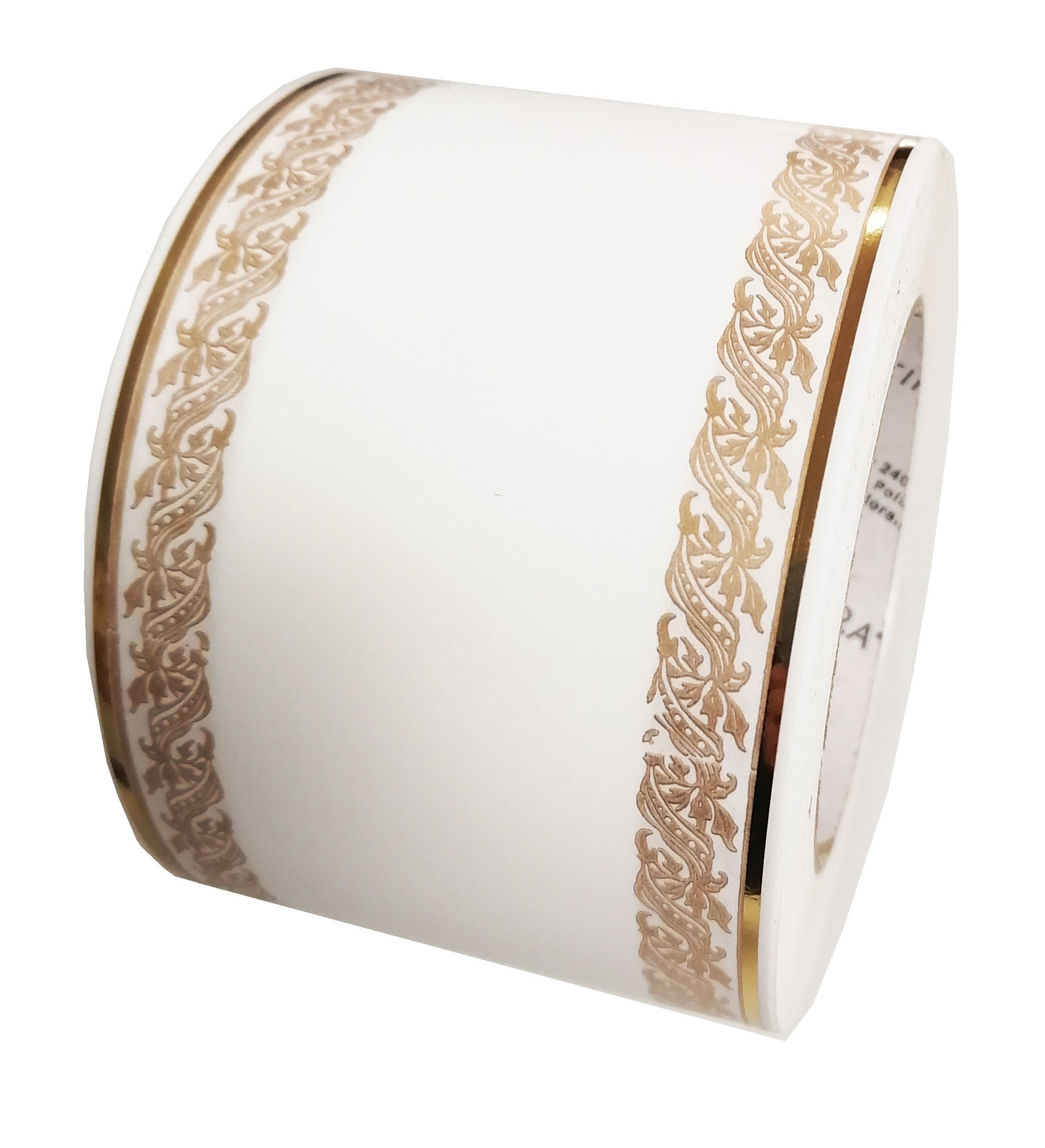 Szarfa pogrzebowa 8cmx50y biało-złota pasek