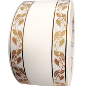 Szarfa 6 cm x 50y biała w złote listki