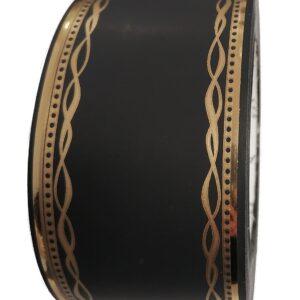 Szarfa pogrzebowa 6cm x 50y czarna w złoty ornament