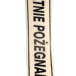 TAŚMA POGRZEBOWA 5CM X 100M KREMOWA, DRUKOWANY CZARNY NAPIS