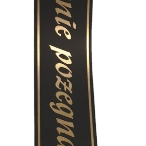 TAŚMA POGRZEBOWA 5CM X 100MCZARNA, ZŁOTY NAPIS