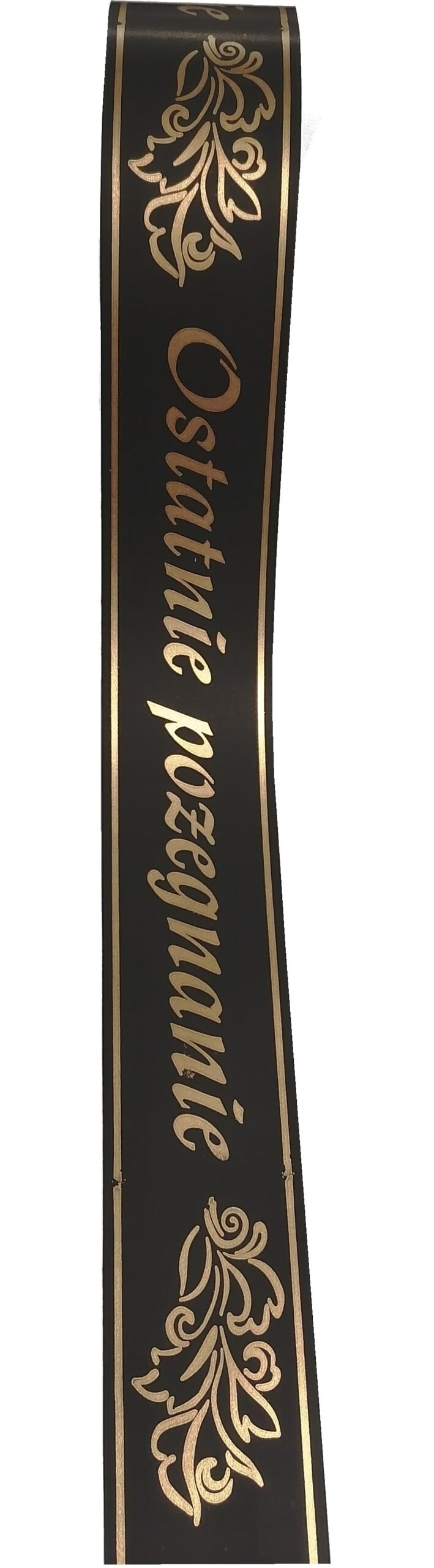 TAŚMA POGRZEBOWA 5CM X 100MCZARNA, ZŁOTY NAPIS
