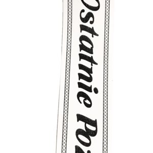 TAŚMA POGRZEBOWA 5CM X 100M BIAŁA, CZARNY NAPIS, czcionka pisana