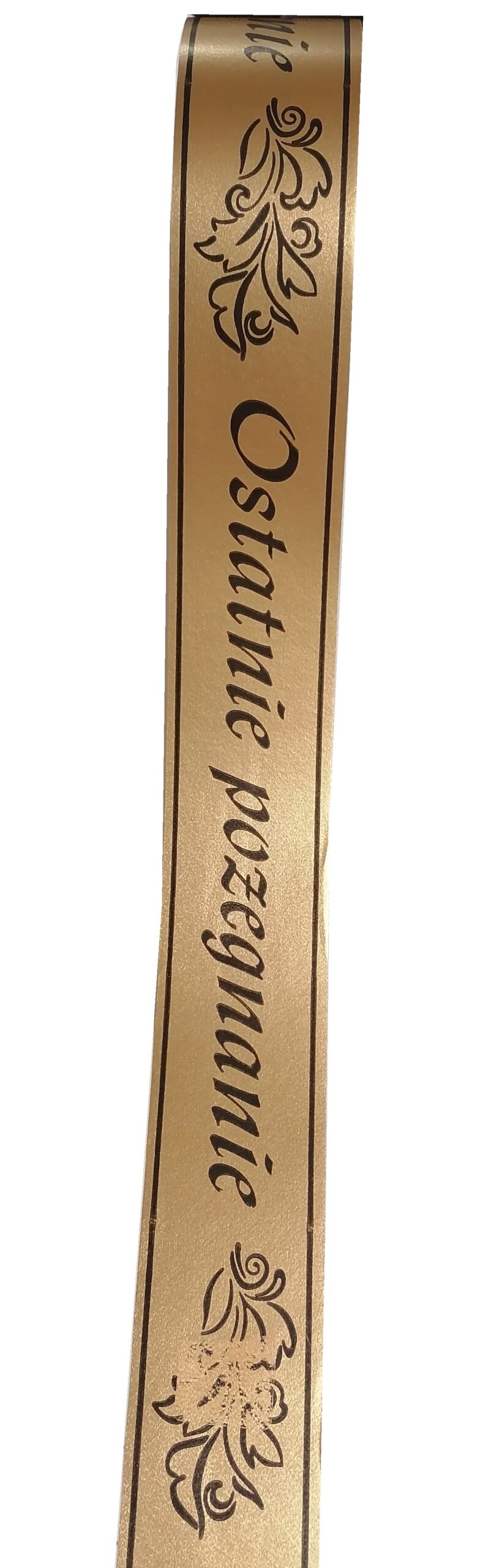 Taśma pogrzebowa 5cm x 100m złota , czarny napis