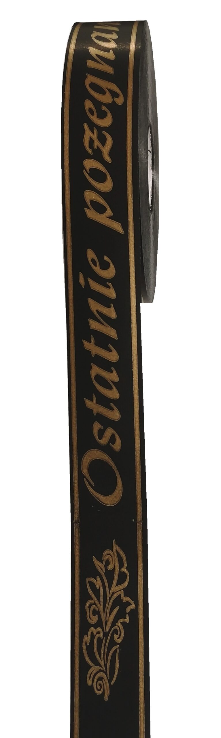 TAŚMA POGRZEBOWA 3CM X 100M, CZARNA- ZŁOTY NAPIS