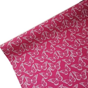 Folia satynowa motyle - amarant MOT35