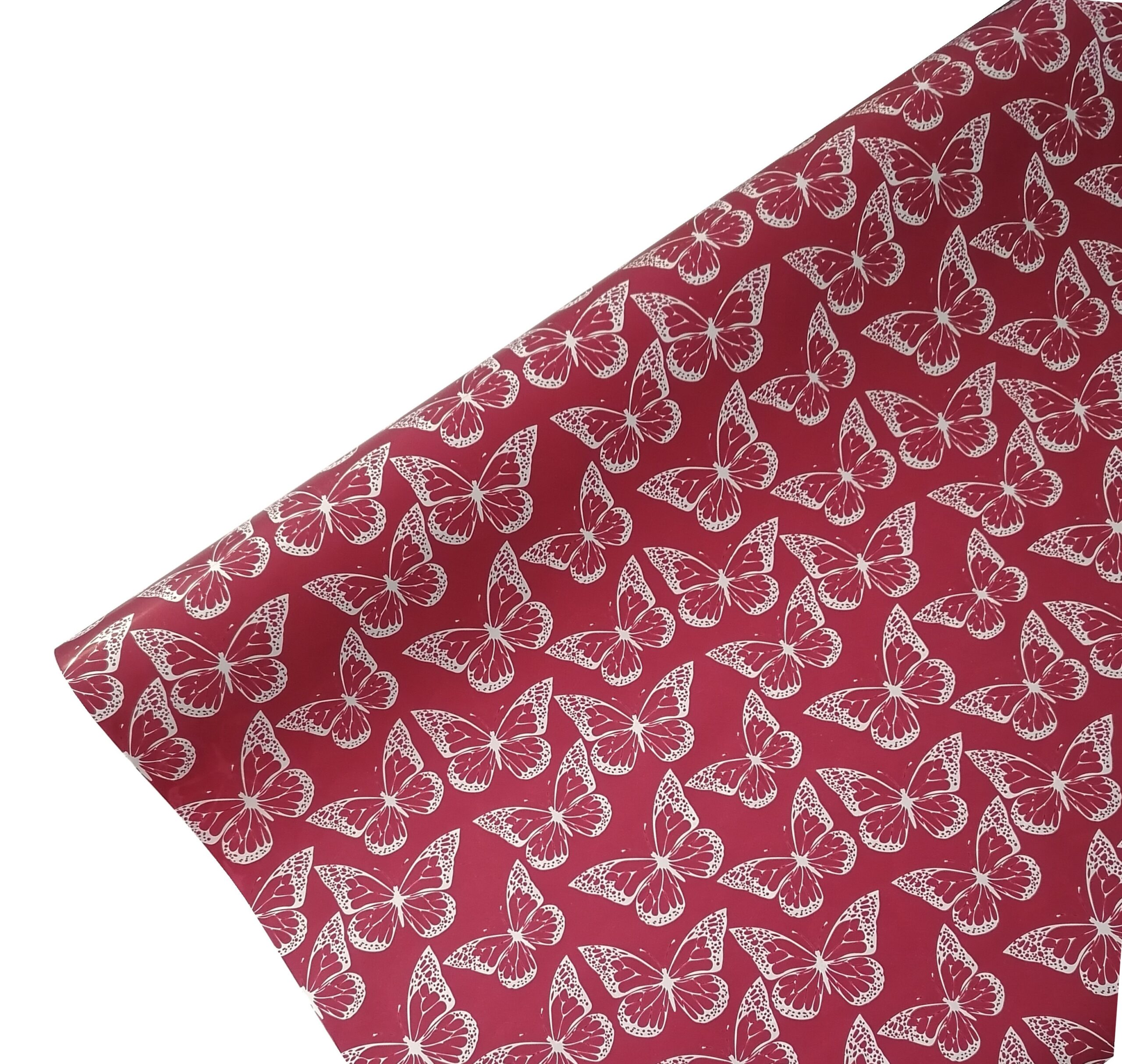 Folia satynowa motyle - malinowe MOT 35