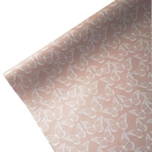 Folia satynowa pudrowy róż - motyle MOT07