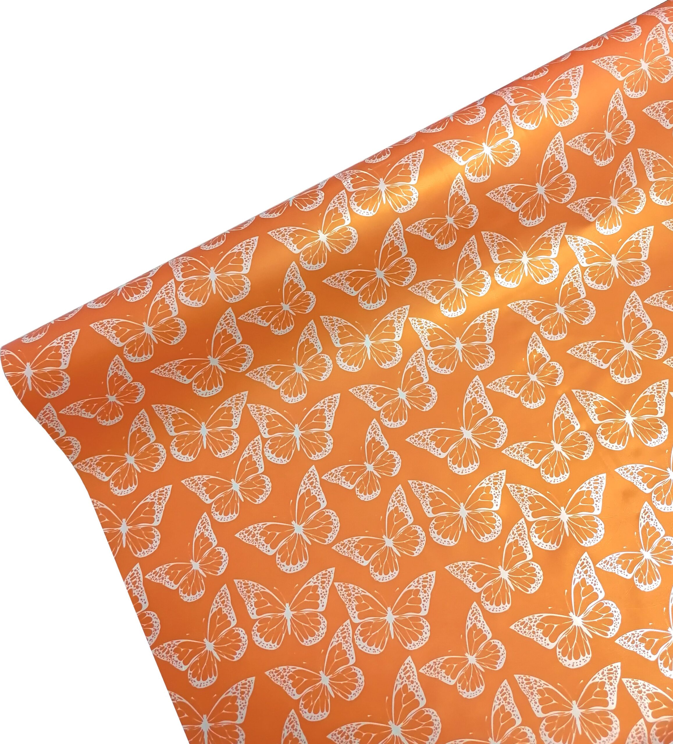 Folia satynowa motyle- neonowy pomarańcz MOT25