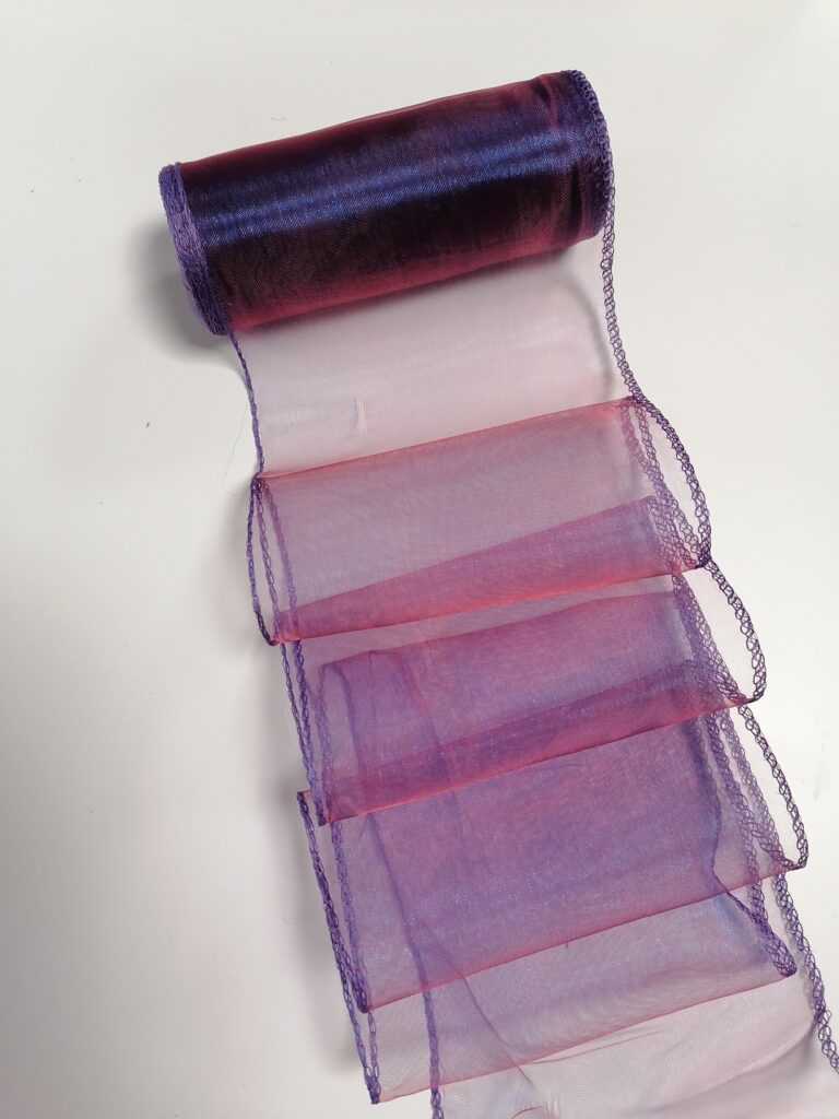 ORGANZA 12CM X 9M| KOLOR FIOETOWO-NIEBIESKI 4 SZTUKI W PACZCE